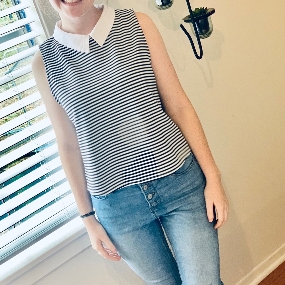 Cropped Preppy Sleeveless Striped Top